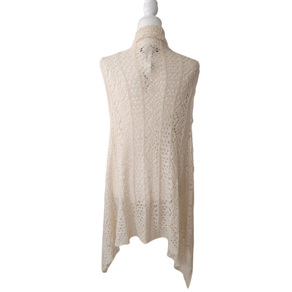 NWT Forever 21 Long Sleeveless Knit Cardigan - Cream Duster Vest - OS - Picture 3 of 3